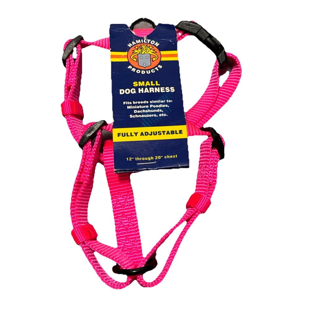 🔥Hamilton Adjustable Comfort Nylon Dog Harness 5/8" x 12-20" PINK BNWT🔥